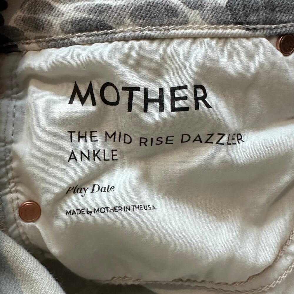 MOTHER Mid Rise Dazzler Ankle Jeans Size 29 Animal Print Skinny Grey - Picture 7 of 14
